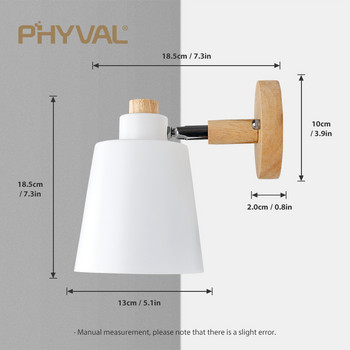 PHYVAL скандинавска стенна лампа с превключвател Желязна стенна лампа E27 Macaroon 6 цвята Нощна стенна лампа Led EU/US Plug Wall Sconce Light