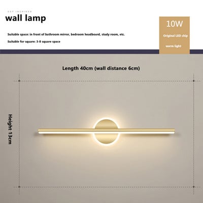 Oglindă cu LED modernă Lampă de perete cu LED montată pe perete Nordic simplu Oglindă pentru baie de hotel Lampă de perete pentru dressing de lux Lampă de machiaj