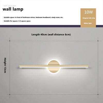 Oglindă cu LED modernă Lampă de perete cu LED montată pe perete Nordic simplu Oglindă pentru baie de hotel Lampă de perete pentru dressing de lux Lampă de machiaj