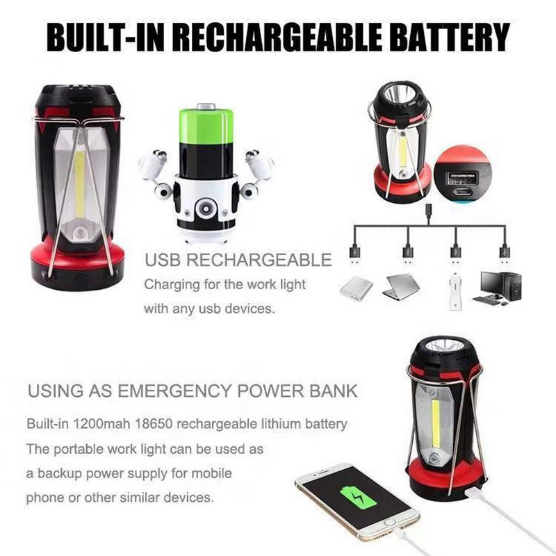 LED pārnēsājama kempinga laterna Spēcīgs āra apgaismojums kempinga apgaismojums USB uzlādējams lukturītis telts avārijas gaisma