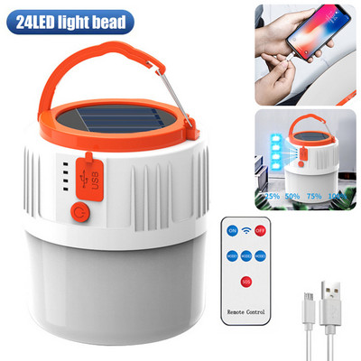 Lumină solară LED V65 pentru camping Bec reîncărcabil prin USB pentru lampă pentru cort în aer liber Lanterne portabile Lanternă pentru drumeții de urgență