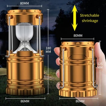 Лампа за къмпинг USB акумулаторна лампа за къмпинг Външна светлина за палатка Фенер Слънчева енергия Сгъваема лампа Фенерче Аварийно фенерче
