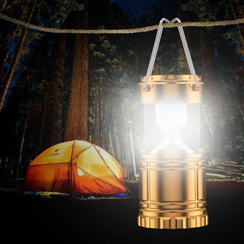 Лампа за къмпинг USB акумулаторна лампа за къмпинг Външна светлина за палатка Фенер Слънчева енергия Сгъваема лампа Фенерче Аварийно фенерче