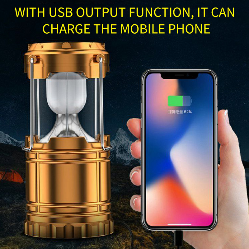 Kemping lámpa USB újratölthető kempinglámpa kültéri sátor lámpás napelemes összecsukható lámpa zseblámpa vészfáklya