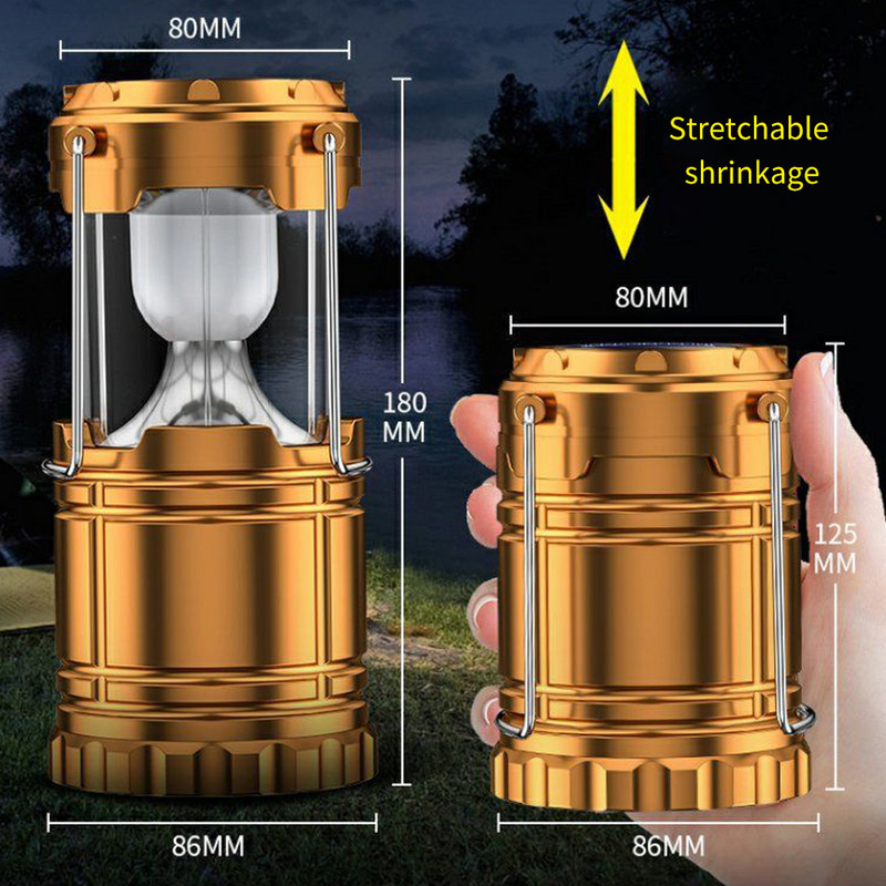 Kemping lámpa USB újratölthető kempinglámpa kültéri sátor lámpás napelemes összecsukható lámpa zseblámpa vészfáklya