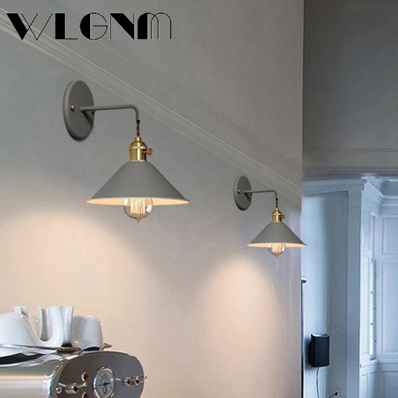 Retro fali lámpa Vintage színes fali lámpa nappali dolgozószoba hálószoba otthoni világítás amerikai loft fali lámpa kapcsolóval