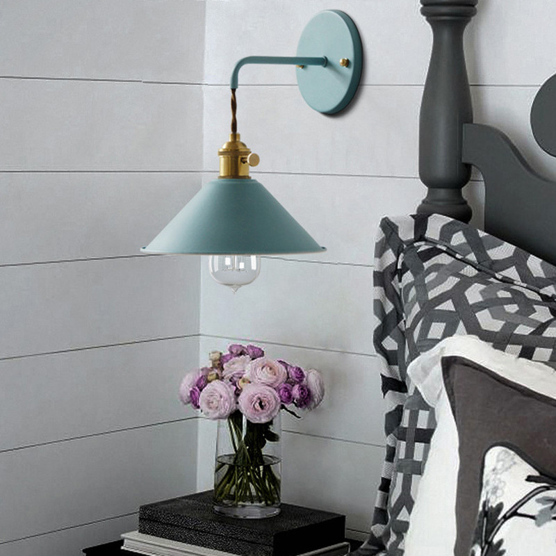 Retro fali lámpa Vintage színes fali lámpa nappali dolgozószoba hálószoba otthoni világítás amerikai loft fali lámpa kapcsolóval