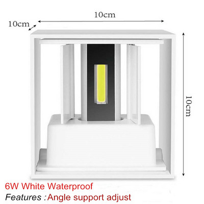 IP65 Αδιάβροχο 6W 12W εσωτερικού χώρου φωτιστικό τοίχου Led μοντέρνο αλουμίνιο ρυθμιζόμενο στην επιφάνεια κύβο Led φως βεράντας κήπου