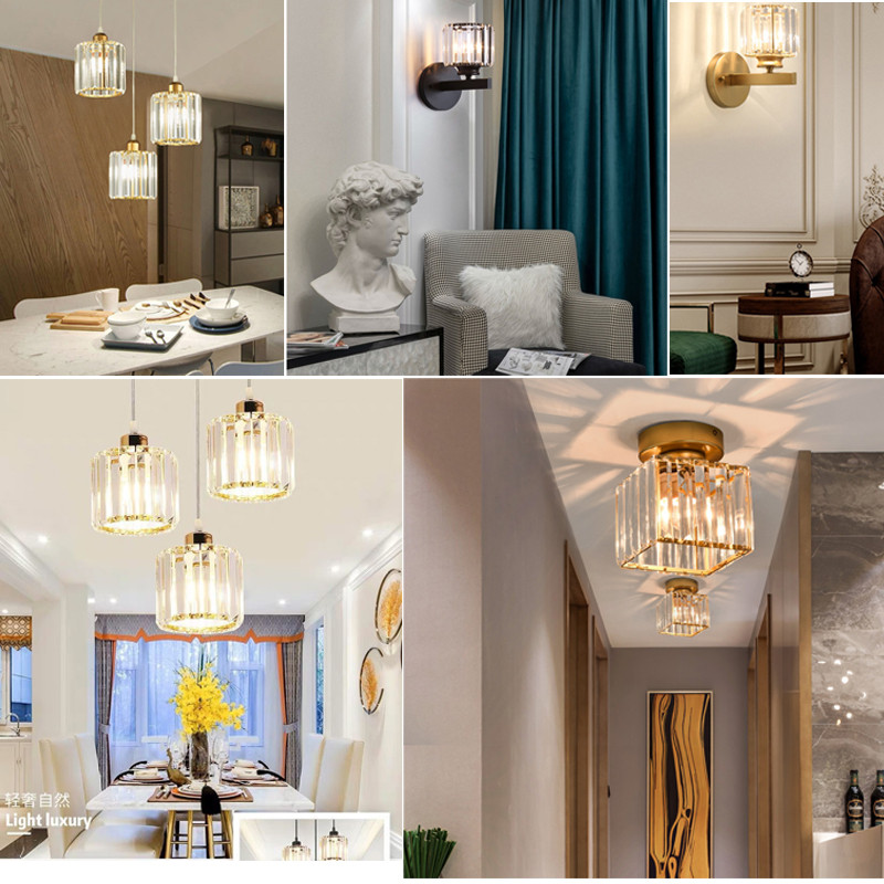 Fali lámpa Kristály fényszóró Hálószoba Posztmodern nappali Kreatív folyosó Nordic lépcsők Mennyezeti lámpa Folyosó szoba Lámpák