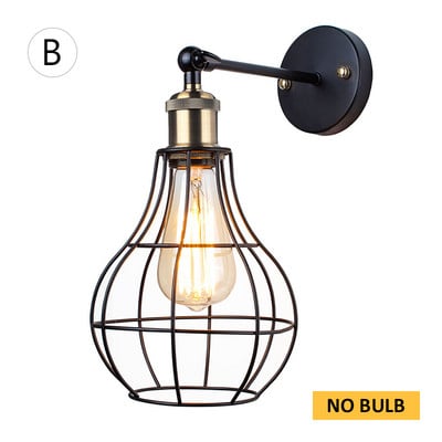 Lampă de perete industrială de epocă, lumină de perete americană pentru mansardă, abajur simplu, E27, aplice de protecție pentru cușcă, pentru magazinul de restaurant pe coridor