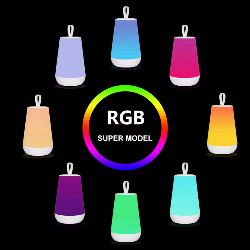 5V USB pārnēsājama LED nakts gaisma kempinga lampa guļamistabai pie gultas RGB Touch piekarināma telts Creative Dekoratīvas galda lampas