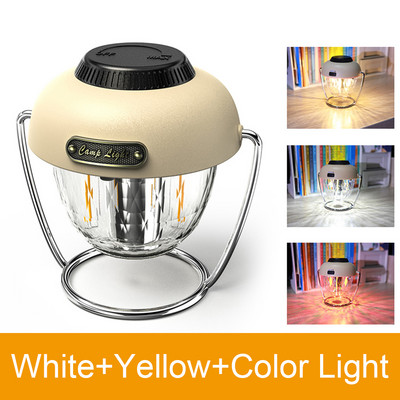 Mini lanternă agățată din metal vintage, lumină albă de culoare caldă, lanternă de camping cu LED, lumină de cort reîncărcabilă prin USB pentru drumeții în aer liber