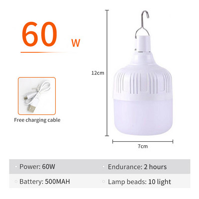 Újratölthető hordozható lámpák 1000 W napelemes LED-es kempinglámpa USB kültéri sátorlámpa hordozható vészvilágítás izzólámpa