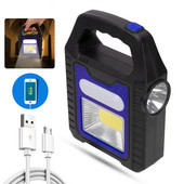 Lanternă solară portabilă COB LED Lampă de lucru Impermeabil Spot de urgență Lampă de mână reîncărcabilă prin USB pentru drumeții în aer liber Camping
