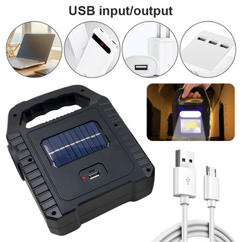 Преносим соларен фенер COB LED работна лампа Водоустойчив авариен прожектор USB акумулаторна ръчна лампа за къмпинг на открито