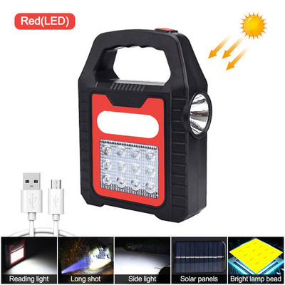 Lanternă solară portabilă COB LED Lampă de lucru Impermeabil Spot de urgență Lampă de mână reîncărcabilă prin USB pentru drumeții în aer liber Camping