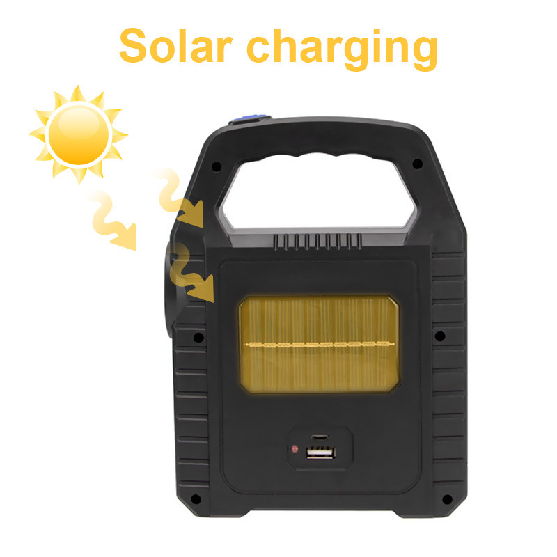 Lanternă solară portabilă COB LED Lampă de lucru Impermeabil Spot de urgență Lampă de mână reîncărcabilă prin USB pentru drumeții în aer liber Camping