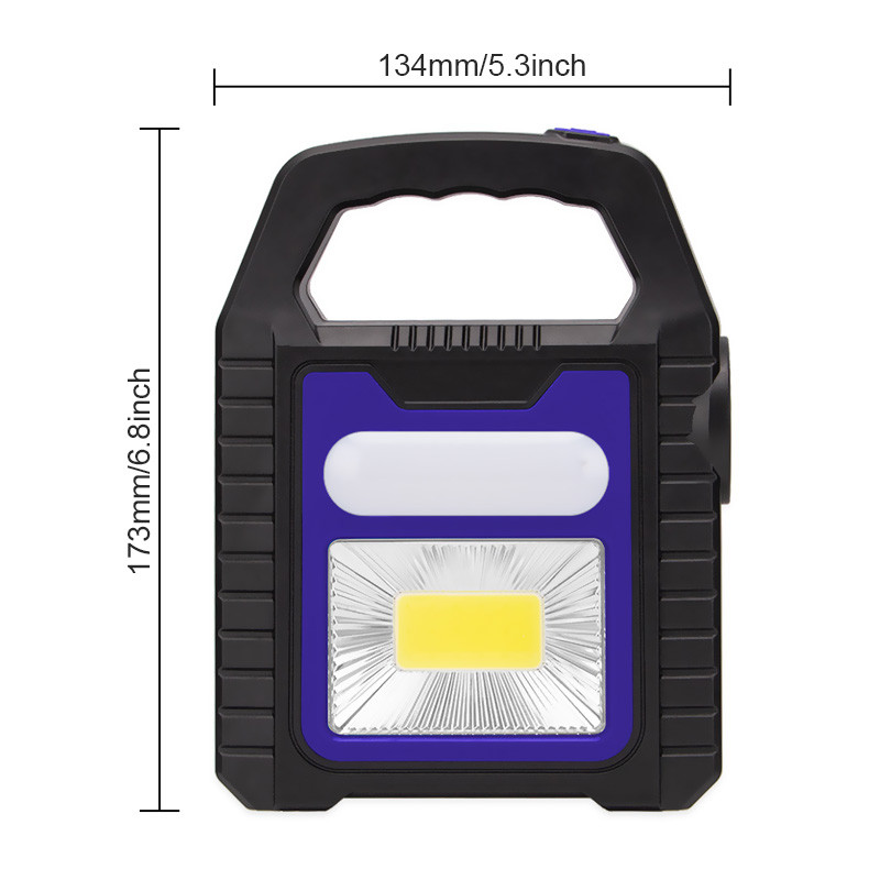 Lanternă solară portabilă COB LED Lampă de lucru Impermeabil Spot de urgență Lampă de mână reîncărcabilă prin USB pentru drumeții în aer liber Camping