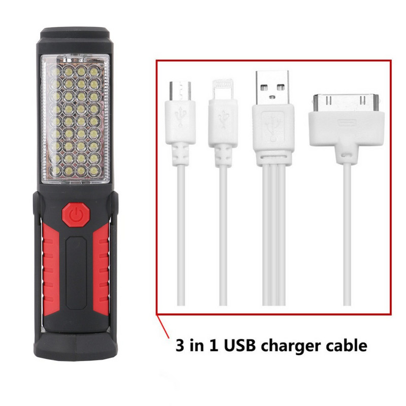 USB-laadimine/3*AA 36+5 LED-iga magnetiline töötaskulamp hädaolukorra ülevaatus tööpõleti valguskonksmagnetiga kaasaskantavad laternad