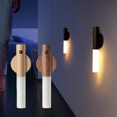 Fa LED fali lámpa mozgásérzékelős USB újratölthető éjszakai lámpa falikar hálószoba nappali vezeték nélküli lépcsőlámpáihoz