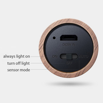 Дървена LED стенна лампа Сензор за движение USB акумулаторна нощна лампа Аплик за спалня Всекидневна Безжични стълбищни лампи