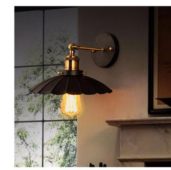 Ретро клетка стенна лампа таванско американско желязо черен абажур стенна лампа портиер таванско осветление лампа модерно интериорно осветление стенна лампа