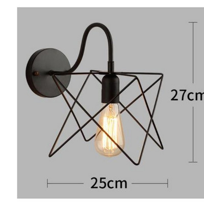 Lampă retro cușcă de perete mansardă, fier american, abajur negru, lampă de perete ușar, lampa de iluminat pentru mansardă, iluminat interior modern, lampa de perete