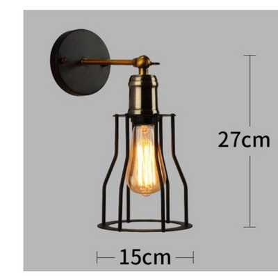 Lampă retro cușcă de perete mansardă, fier american, abajur negru, lampă de perete ușar, lampa de iluminat pentru mansardă, iluminat interior modern, lampa de perete
