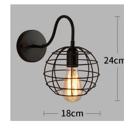 Lampă retro cușcă de perete mansardă, fier american, abajur negru, lampă de perete ușar, lampa de iluminat pentru mansardă, iluminat interior modern, lampa de perete