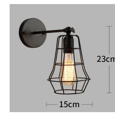 Lampă retro cușcă de perete mansardă, fier american, abajur negru, lampă de perete ușar, lampa de iluminat pentru mansardă, iluminat interior modern, lampa de perete