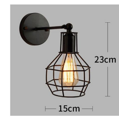 Lampă retro cușcă de perete mansardă, fier american, abajur negru, lampă de perete ușar, lampa de iluminat pentru mansardă, iluminat interior modern, lampa de perete