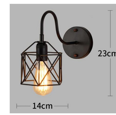 Lampă retro cușcă de perete mansardă, fier american, abajur negru, lampă de perete ușar, lampa de iluminat pentru mansardă, iluminat interior modern, lampa de perete