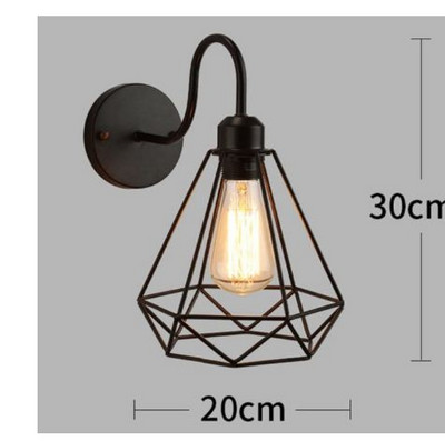 Lampă retro cușcă de perete mansardă, fier american, abajur negru, lampă de perete ușar, lampa de iluminat pentru mansardă, iluminat interior modern, lampa de perete