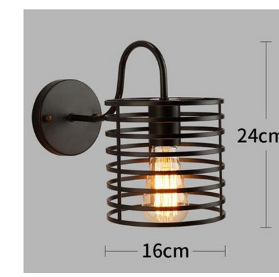 Lampă retro cușcă de perete mansardă, fier american, abajur negru, lampă de perete ușar, lampa de iluminat pentru mansardă, iluminat interior modern, lampa de perete