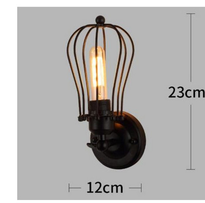 Lampă retro cușcă de perete mansardă, fier american, abajur negru, lampă de perete ușar, lampa de iluminat pentru mansardă, iluminat interior modern, lampa de perete