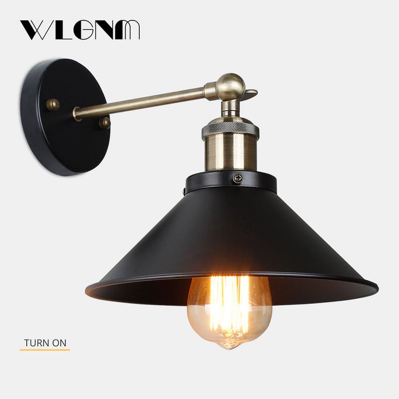 Винтидж стенна лампа с ключ за нощно шкафче, спалня, коридор, балкон, домашен декор, виетнамска шапка E27, ретро вътрешно осветление