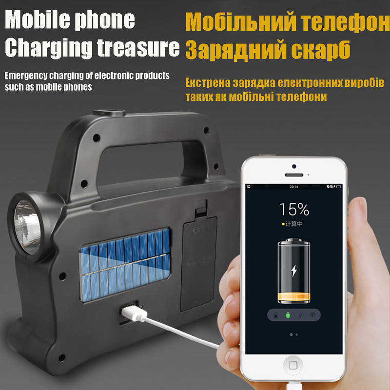 Kemping Hordozható Napelemes Újratölthető Lámpák Nagy teljesítményű zseblámpa Kültéri világítás Vészlámpás Sátor Kempingfelszerelés