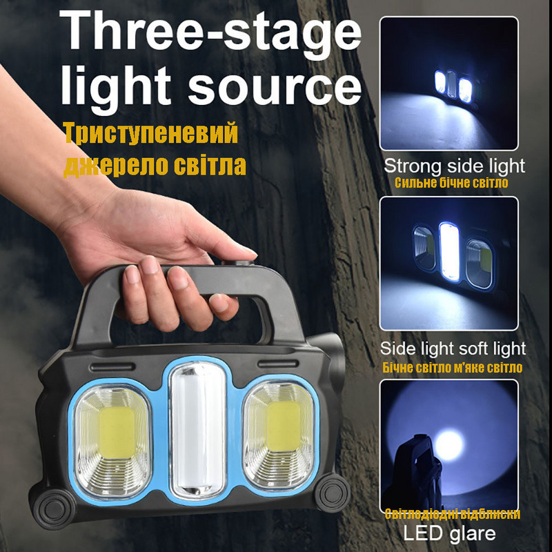 Kemping Hordozható Napelemes Újratölthető Lámpák Nagy teljesítményű zseblámpa Kültéri világítás Vészlámpás Sátor Kempingfelszerelés