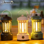 Lanternă de camping retro COB Lumini de camping Lampă de decorare de grădină impermeabilă Lampă de cort reîncărcabilă cu cârlig pentru călătorii în aer liber
