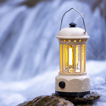 Ретро фенер за къмпинг COB Лампа за къмпинг Водоустойчива градинска декоративна лампа Акумулаторна лампа за палатка с кука за пътуване на открито