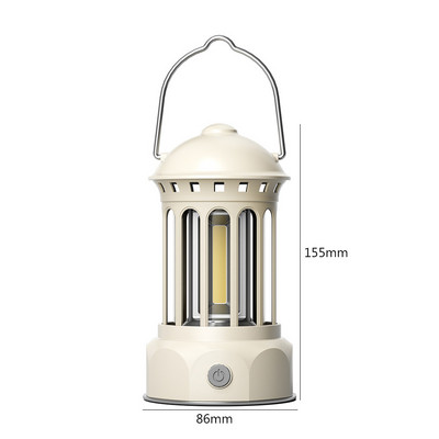 Lanternă de camping retro COB Lumini de camping Lampă de decorare de grădină impermeabilă Lampă de cort reîncărcabilă cu cârlig pentru călătorii în aer liber