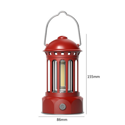 Lanternă de camping retro COB Lumini de camping Lampă de decorare de grădină impermeabilă Lampă de cort reîncărcabilă cu cârlig pentru călătorii în aer liber