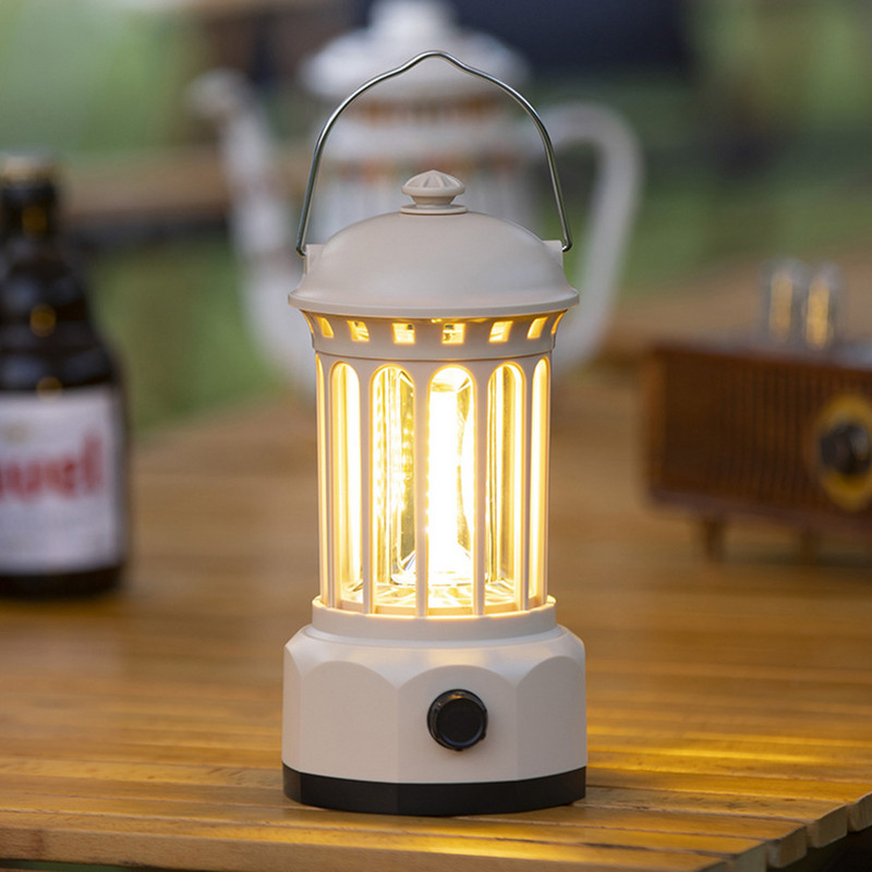 Lanternă de camping retro COB Lumini de camping Lampă de decorare de grădină impermeabilă Lampă de cort reîncărcabilă cu cârlig pentru călătorii în aer liber