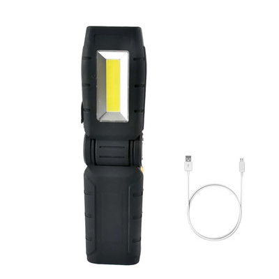 Magnētiskā LED darba lampa USB uzlādējama pārbaudes lampa COB LED zibspuldzes kabatas lukturītis regulējama darba gaisma ar magnēta āķi