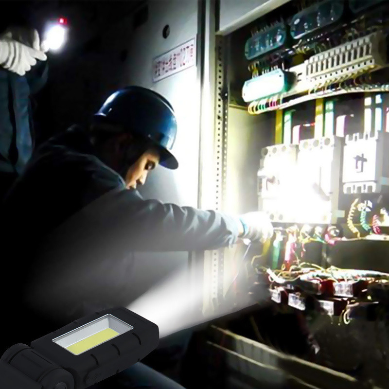 Magnētiskā LED darba lampa USB uzlādējama pārbaudes lampa COB LED zibspuldzes kabatas lukturītis regulējama darba gaisma ar magnēta āķi