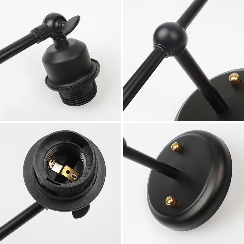 2 fejű retro fali lámpa Vintage fekete fali lámpa LED E27 hálószoba éjjeli folyosó nappali dekor lámpák ingyenes szállítás