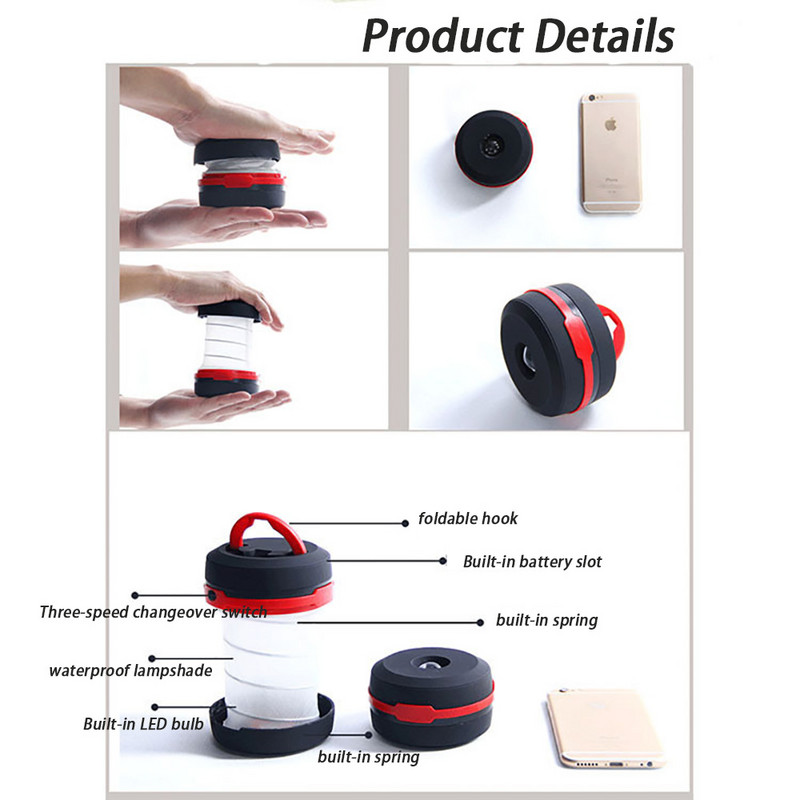 LED lámpák kültéri vízálló kemping sátor lámpa mini hordozható lámparugós összecsukható horgászlámpás túra elemlámpa elem használata