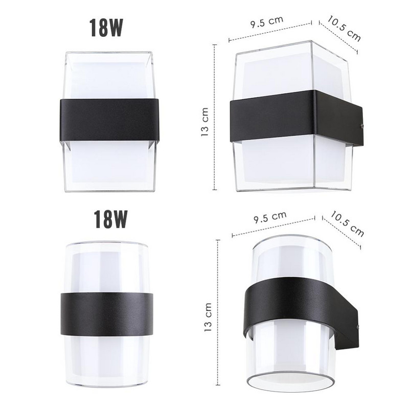 Välistingimustes kaasaegne LED-seinavalgusti pinnale paigaldatav IP54 veekindel 9w 18w 220v 240v aia rõdu tänava veranda pargivalgusti