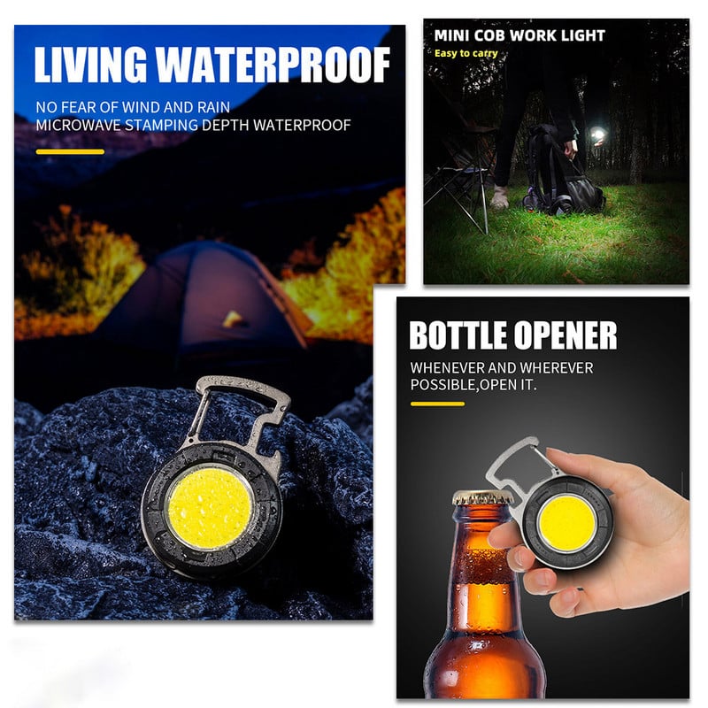 Lantern COB strălucitor Lumină de lucru 5 moduri de iluminare Proiector cu magnet și clemă Mini lanternă portabilă impermeabilă Lumină de camping