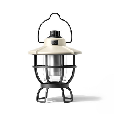 Kültéri hordozható retro kempinglámpa LED-es újratölthető akasztós sátorfény Függő kempinglámpás lámpa parti horgászathoz